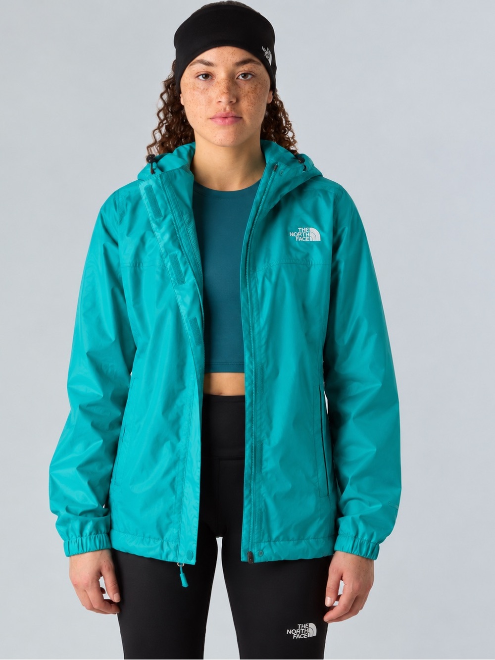 THE NORTH FACE Women’s Lightweight Hooded Windbreaker Jacket • Teal • L - Picture 2 of 13